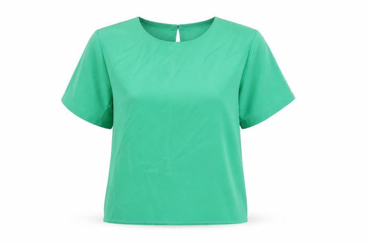 Front view of Principles women’s green polyester basic t-shirt, size UK 14, round neck