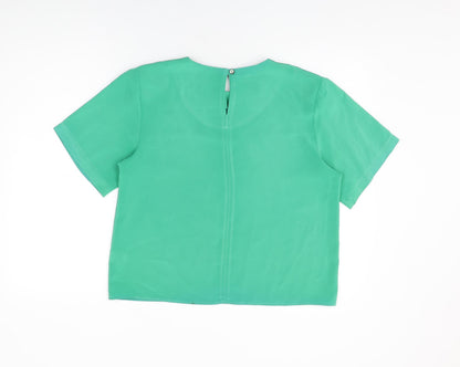 Principles Womens Green Polyester Basic T-Shirt Size 14 Round Neck