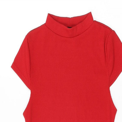 PRETTYLITTLETHING Womens Red Polyester Bodycon Size 6 Round Neck Pullover