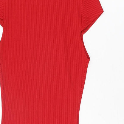 PRETTYLITTLETHING Womens Red Polyester Bodycon Size 6 Round Neck Pullover