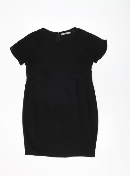 Soggo Collection Womens Black Polyester Shift Size S Round Neck Zip