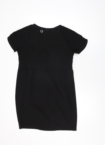 Soggo Collection Womens Black Polyester Shift Size S Round Neck Zip
