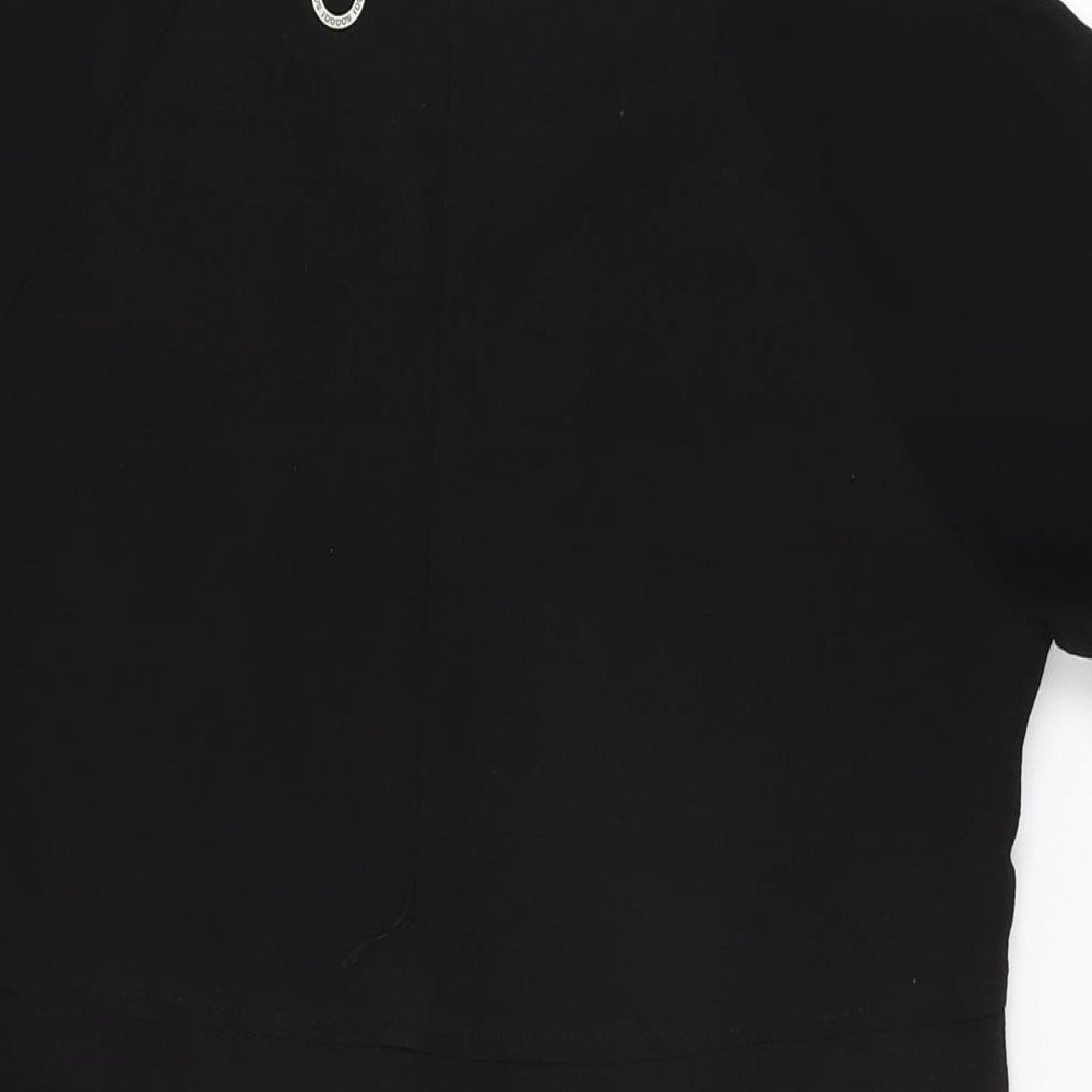 Soggo Collection Womens Black Polyester Shift Size S Round Neck Zip