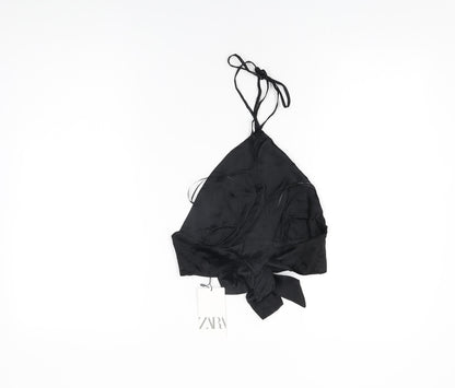 Womens UK Size S Zara Black Cropped T-Shirt