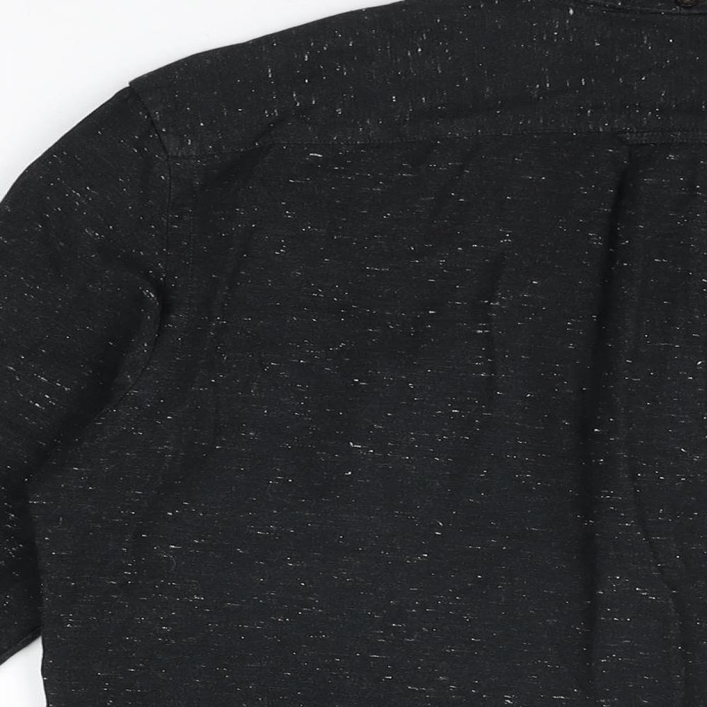 H&M Mens Black Cotton Button-Up Size S Collared Button