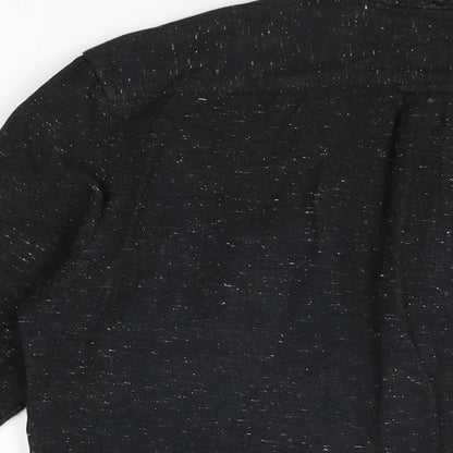 H&M Mens Black Cotton Button-Up Size S Collared Button