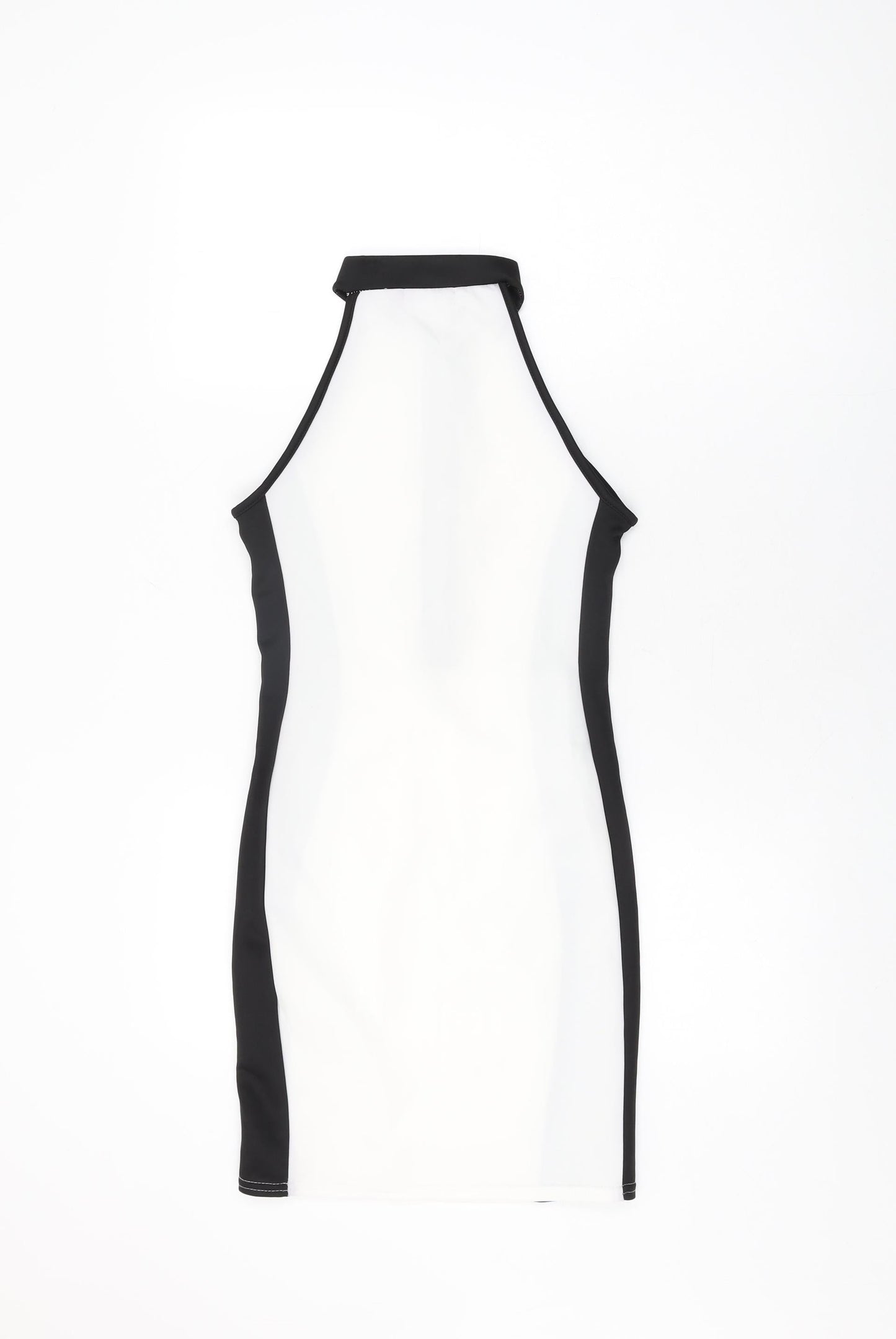 PRETTYLITTLETHING Womens White Geometric Polyester Bodycon Size 6 Round Neck Zip