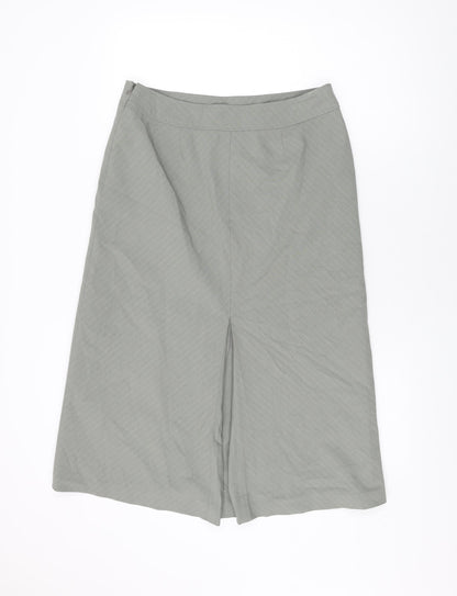 Per Una Womens Grey Striped Polyester Swing Skirt Size 14 Zip