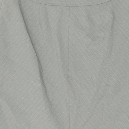 Per Una Womens Grey Striped Polyester Swing Skirt Size 14 Zip