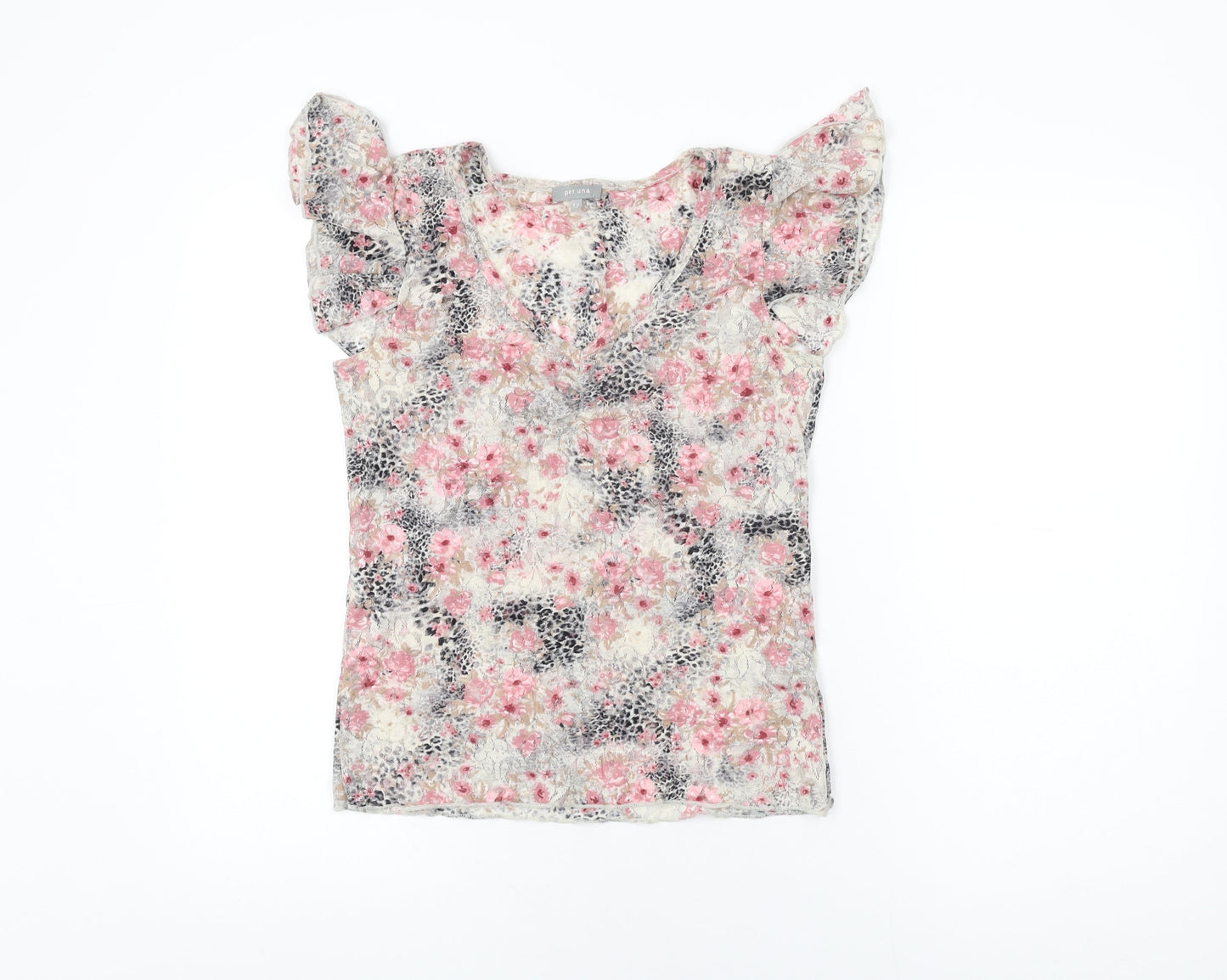 Womens UK Size 12 Per Una Multicoloured Basic T-Shirt