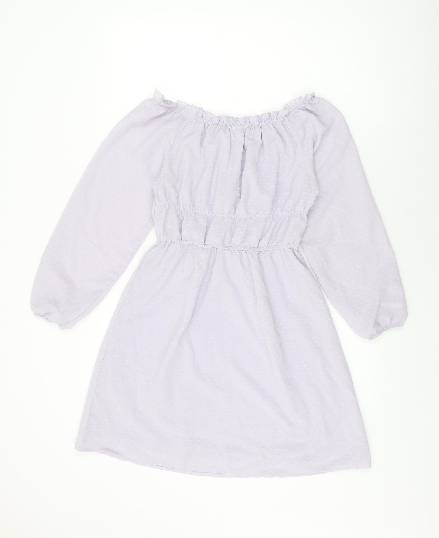 H&M Womens Purple Geometric Polyester Shift Size S Off the Shoulder Pullover
