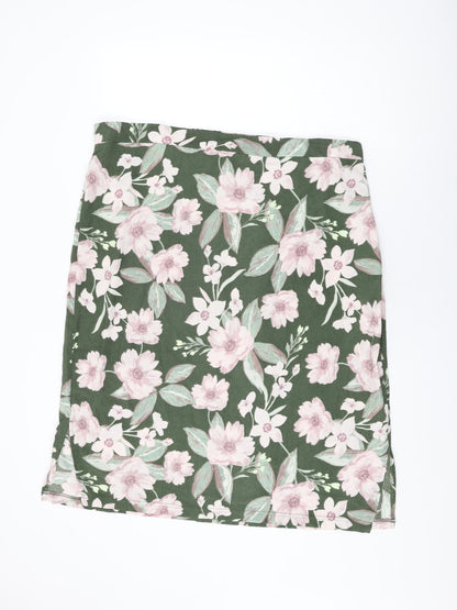 Bonmarché Womens Green Floral Polyester Swing Skirt Size 22