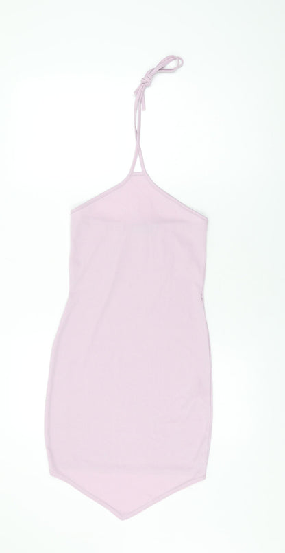 Ayanapa Womens Purple Polyester Bodycon Size S Halter Tie
