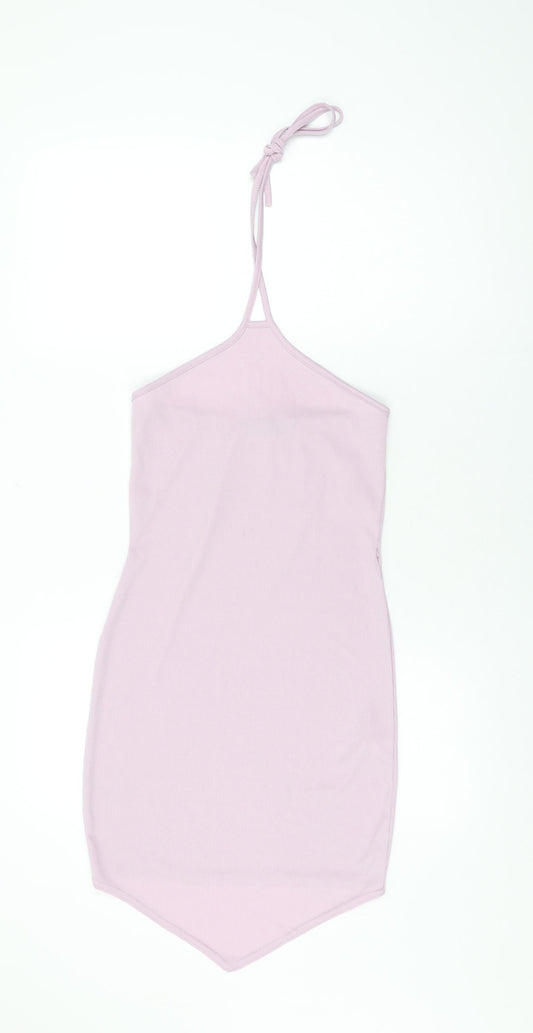 Ayanapa Womens Purple Polyester Bodycon Size S Halter Tie