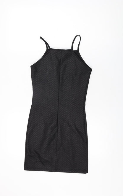 Miss Selfridge Womens Black Polyester Bodycon Size 4 Round Neck Pullover