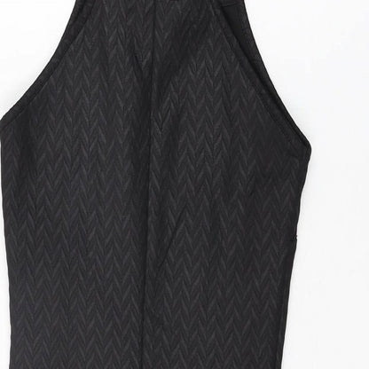 Miss Selfridge Womens Black Polyester Bodycon Size 4 Round Neck Pullover