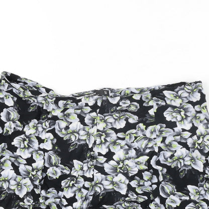 Miss Selfridge Womens Black Floral Viscose Basic Shorts Size 10 Regular Zip