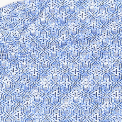 Isle Womens Blue Geometric Polyester Basic Button-Up Size 14 V-Neck - Size 14-16