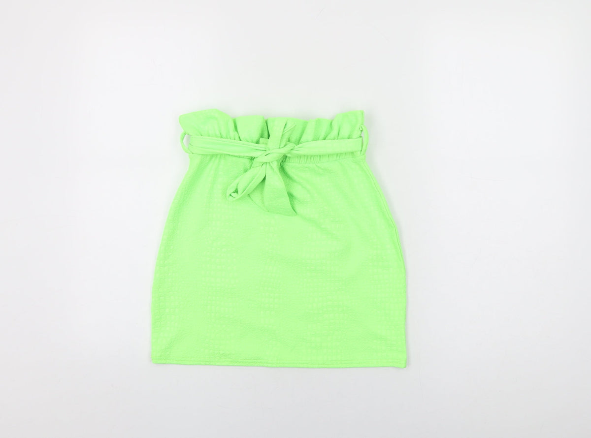 Stylewise Womens Green Geometric Polyester Mini Skirt Size 8