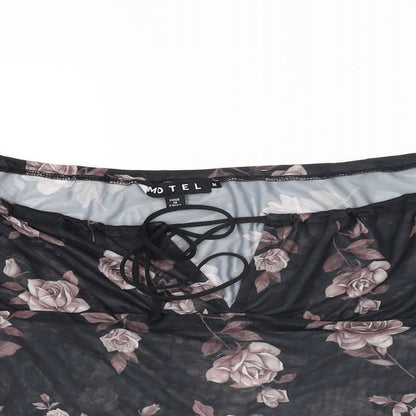 Womens UK Size M Motel Black Cropped T-Shirt