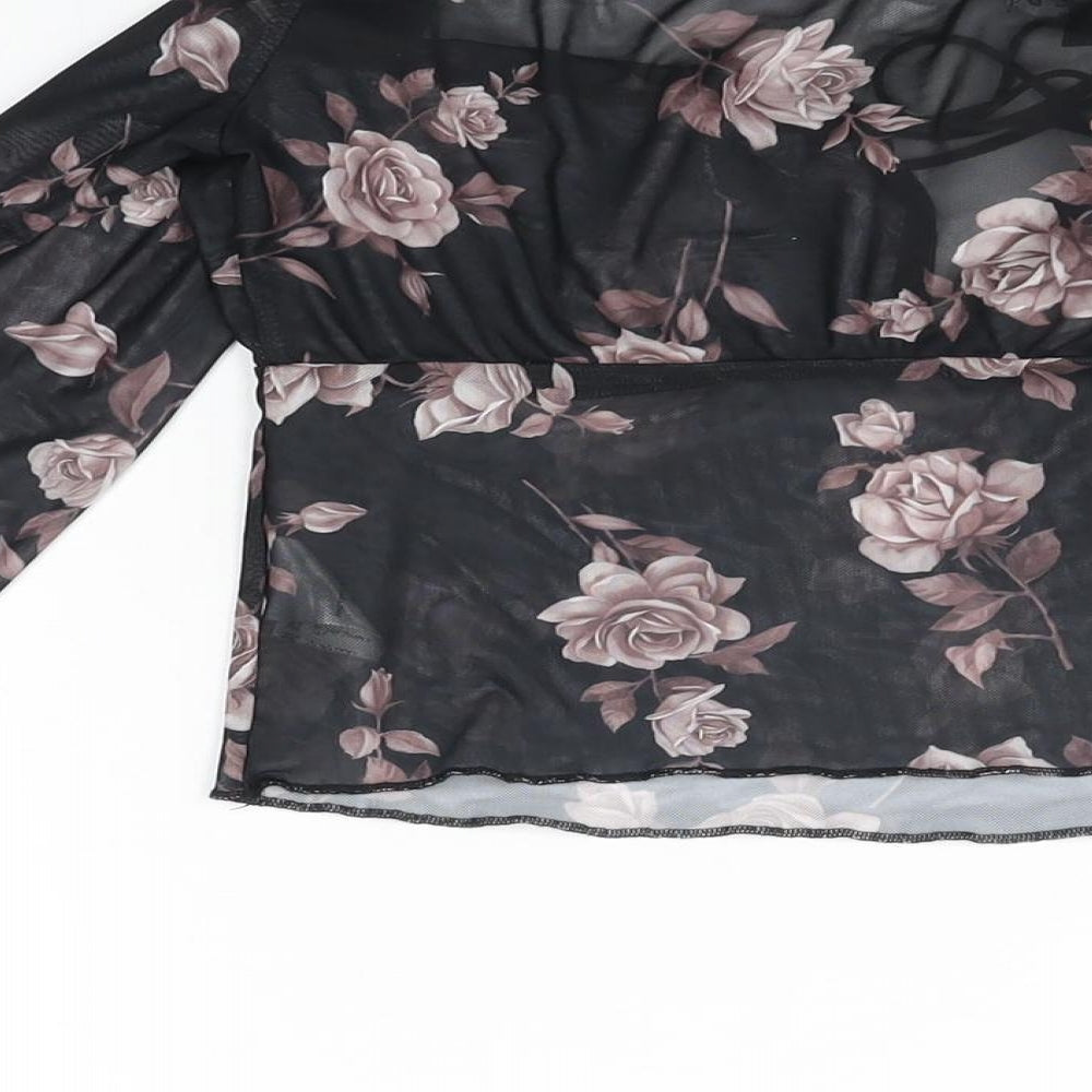 Womens UK Size M Motel Black Cropped T-Shirt