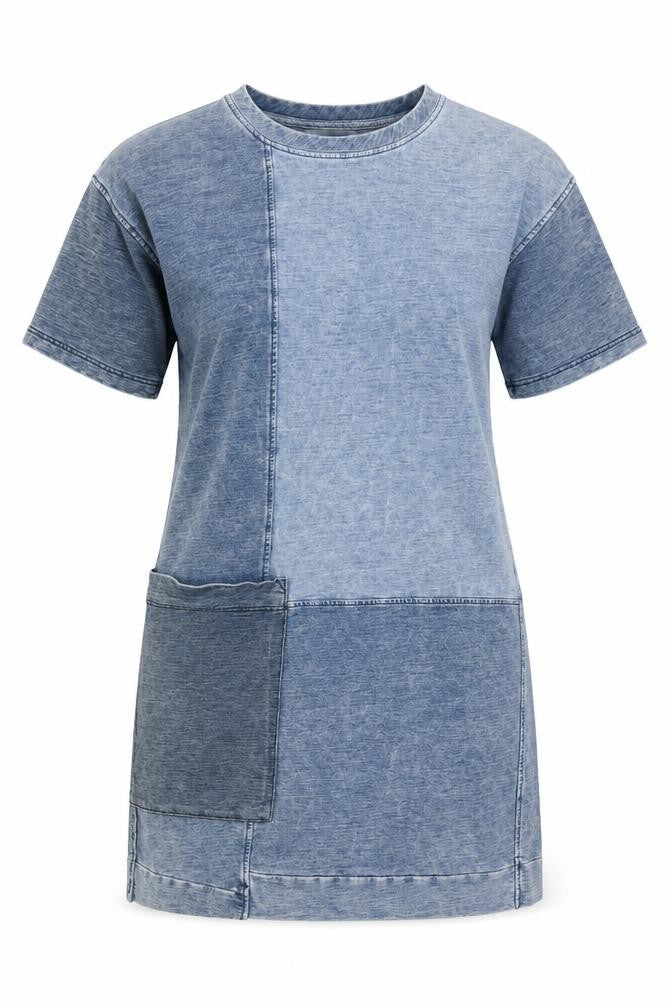 Next Womens Blue Cotton Shift Size 10 Round Neck Pullover