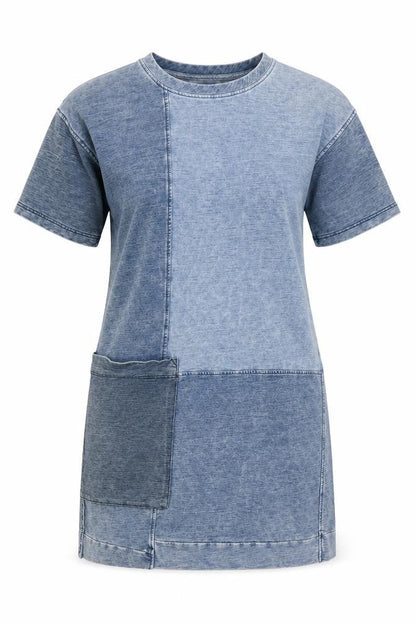 Next Womens Blue Cotton Shift Size 10 Round Neck Pullover