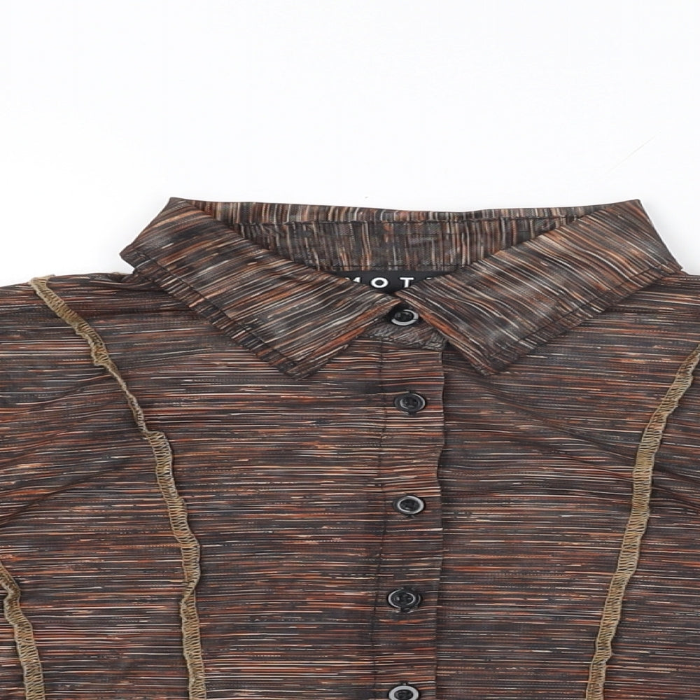 Womens UK Size S Motel Brown Basic Button-Up
