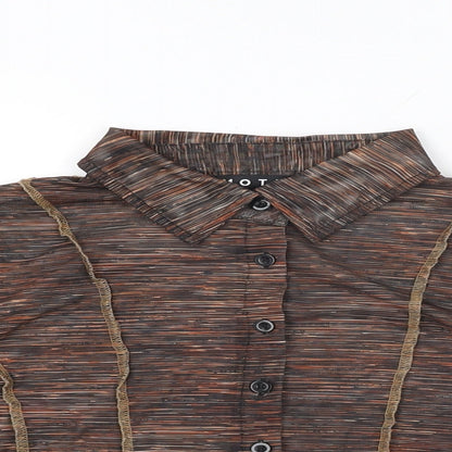 Womens UK Size S Motel Brown Basic Button-Up