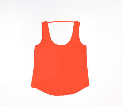 Oasis Womens Red Polyester Basic T-Shirt Size 10 Scoop Neck