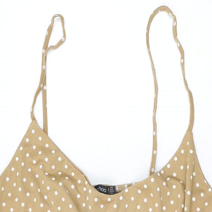 Boohoo Womens Beige Polka Dot Polyester Playsuit One-Piece Size 28 Pullover