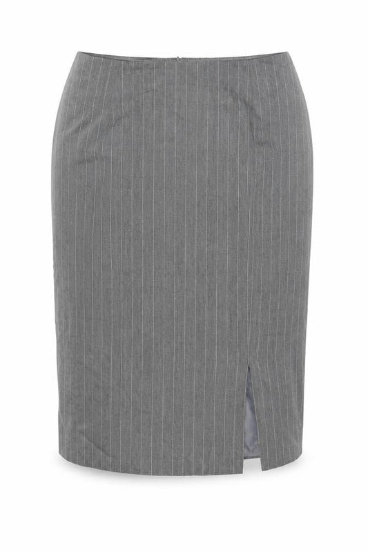 Dorothy Perkins Womens Grey Striped Polyester Straight & Pencil Skirt Size 14 Zip