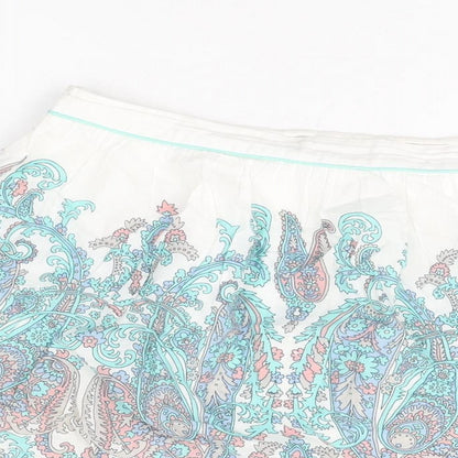 Oasis Womens White Floral Cotton Mini Skirt Size 12 Zip