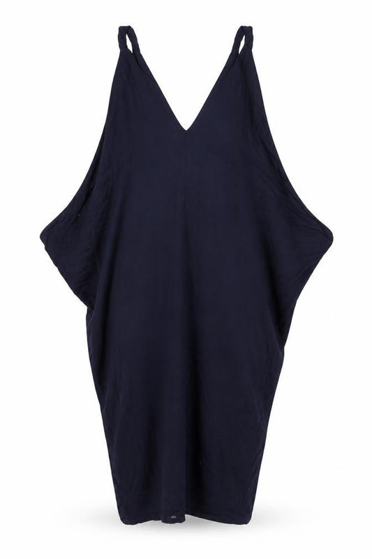 Front view of Roman women’s blue viscose shift, size UK 10, v-neck pullover