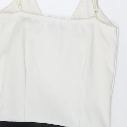 Signature Womens Beige Polyester Bodycon Size 14 V-Neck Pullover