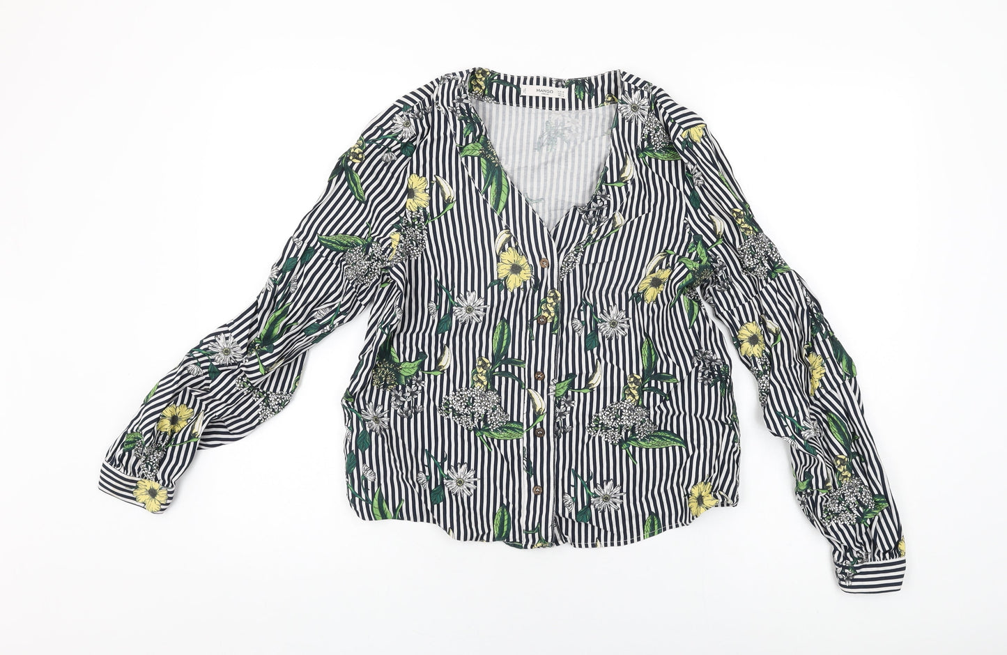 Womens UK Size M Mango White Basic Button-Up