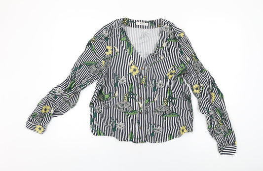 Womens UK Size M Mango White Basic Button-Up