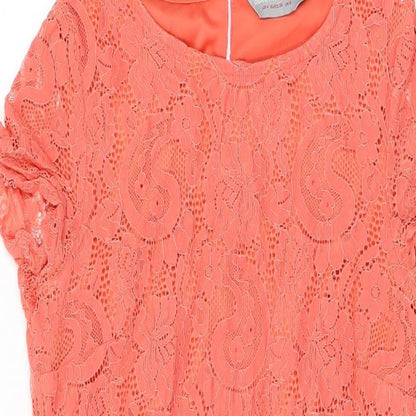 Dorothy Perkins Womens Pink Floral Nylon Bodycon Size 8 Round Neck Button