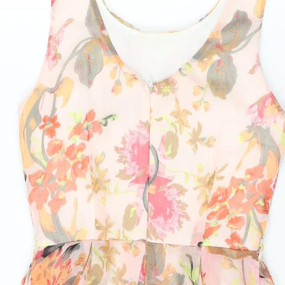 Apricot Womens Pink Floral Polyester Skater Dress Size XS Round Neck Zip