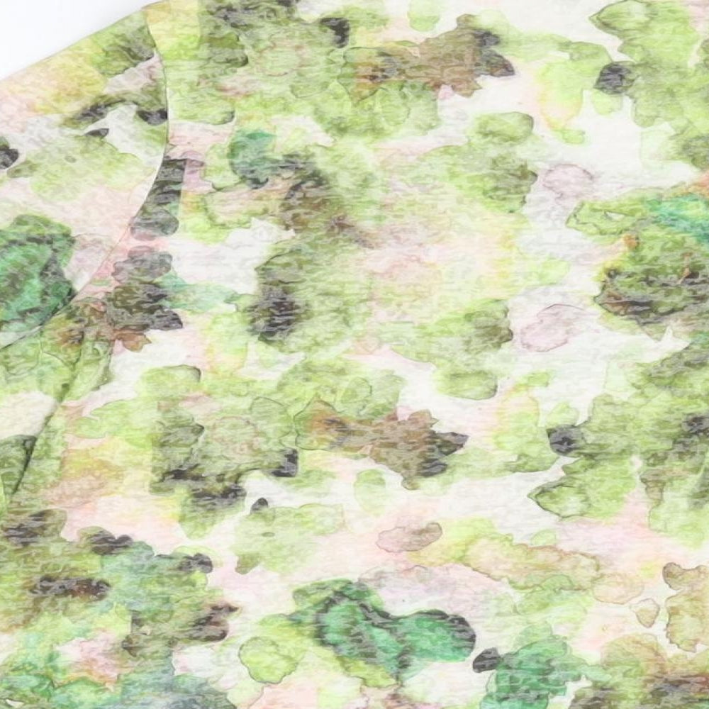 Orvis Womens Green Geometric Cotton Basic T-Shirt Size XL Round Neck