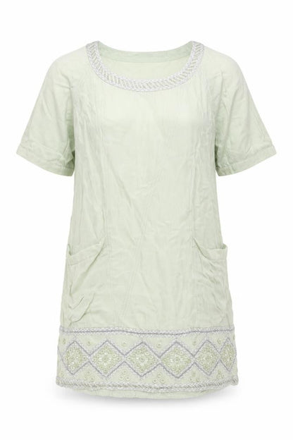 Blank Womens Green Silk Shift Size S Round Neck Pullover