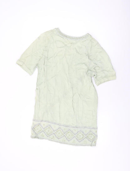Blank Womens Green Silk Shift Size S Round Neck Pullover