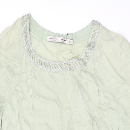 Blank Womens Green Silk Shift Size S Round Neck Pullover