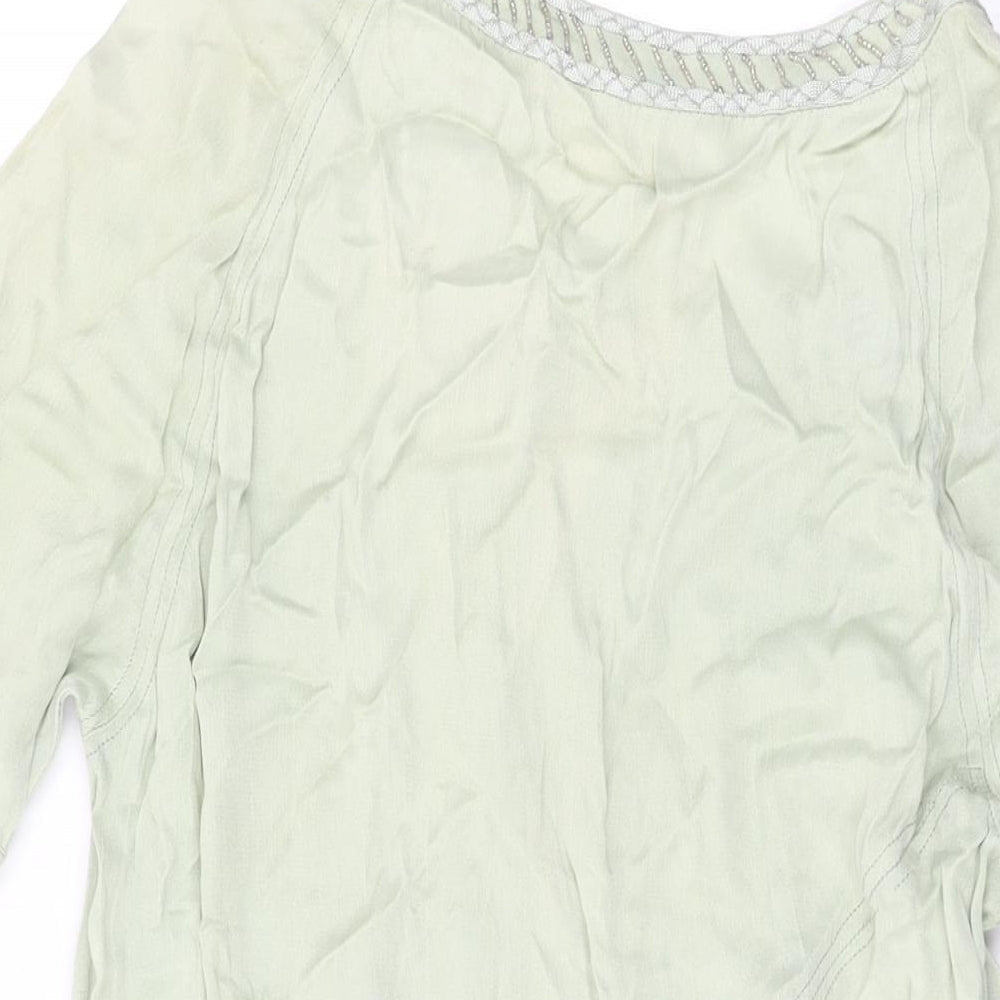Blank Womens Green Silk Shift Size S Round Neck Pullover