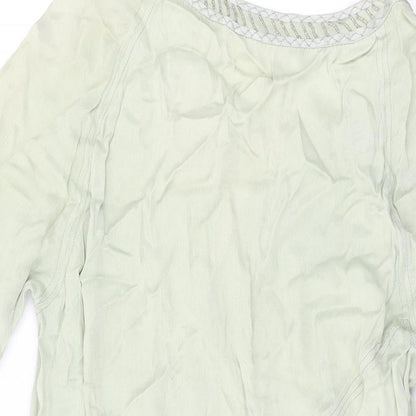 Blank Womens Green Silk Shift Size S Round Neck Pullover