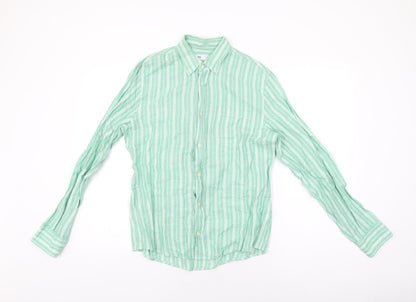 Womens UK Size S Zara Green Basic Button-Up