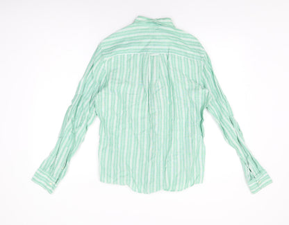 Womens UK Size S Zara Green Basic Button-Up