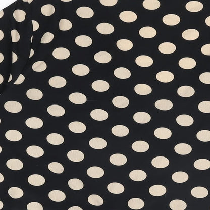 Brave Soul Womens Black Polka Dot Polyester Basic Button-Up Size M V-Neck