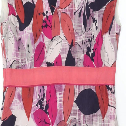 Monsoon Womens Multicoloured Floral Polyester A-Line Size 12 V-Neck Zip