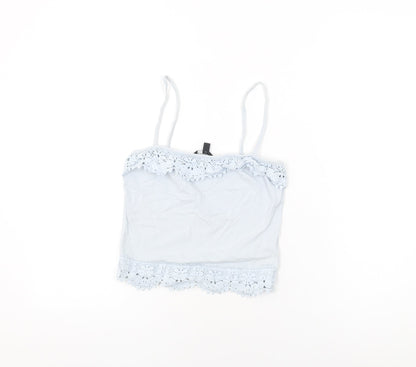 Womens UK Size 8 New Look Blue Cropped T-Shirt